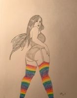 The fairy in multicoloured stockings